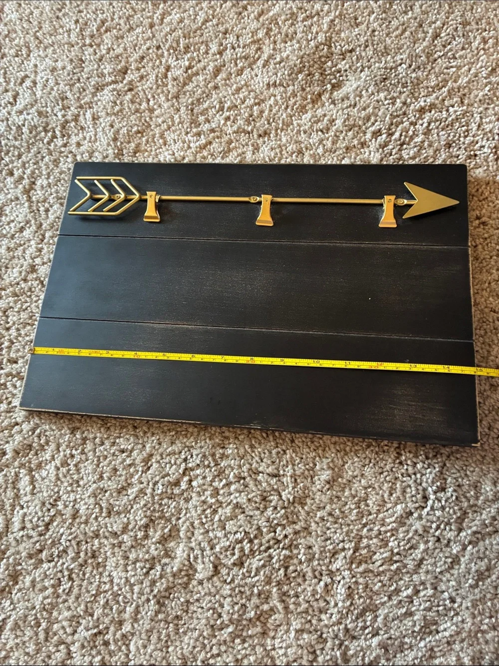 Black Wood Arrow Wall Key Holder with Gold Hooks